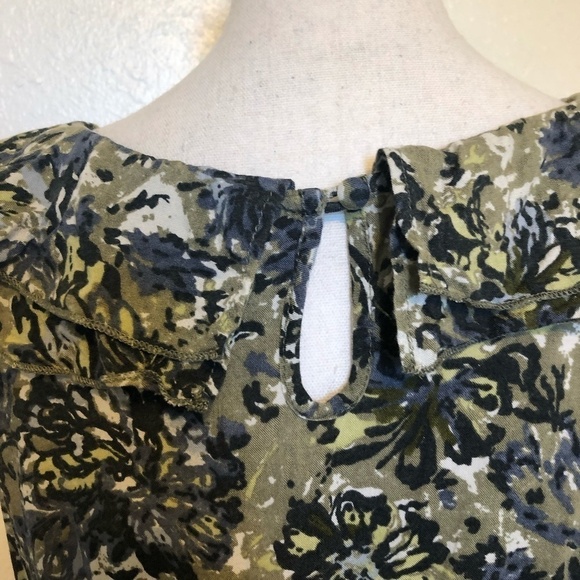 MOTHERHOOD Maternity Dress Women's Size Large Green Floral Print Ruffled V-Neck - Picture 7 of 12